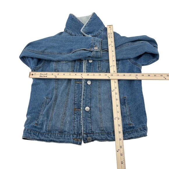 Ci Sono Medium Wash Sherpa-Lined Denim Jacket M Faux Fur Collar Womens - Picture 2 of 5